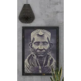 Tableau portait homme africain - Noir et blanc