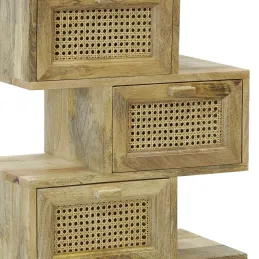 Commode Zig Zag en manguier et cannage