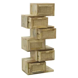 Commode Zig Zag en manguier et cannage