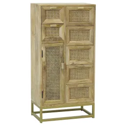 Commode en manguier et cannage en rotin