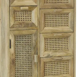 Commode en manguier et cannage en rotin