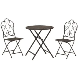 Set table et chaises pliant en métal vieilli
