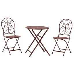 Table et chaises de jardin en métal laqué