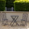 Table et chaises de jardin en métal laqué