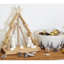 Crèche en bois et céramique