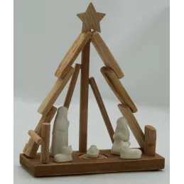 Crèche en bois et céramique