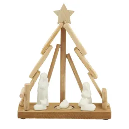 Crèche en bois et céramique