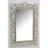 Miroir sculpté en manguier blanchi