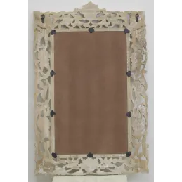 Miroir sculpté en manguier blanchi