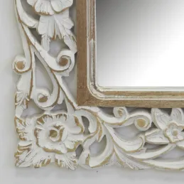 Miroir sculpté en manguier blanchi