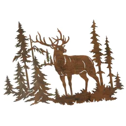 Décoration mural en métal sapins et cerf