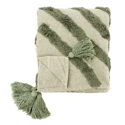 Plaid en coton tufté vert