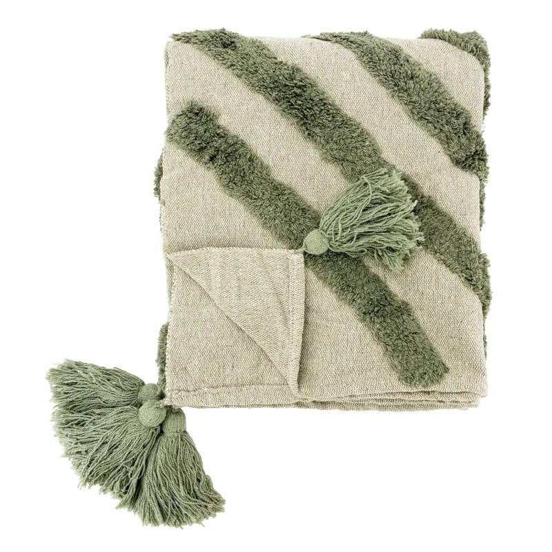 Plaid en coton tufté vert