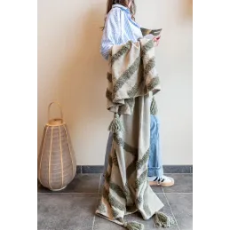 Plaid en coton tufté vert