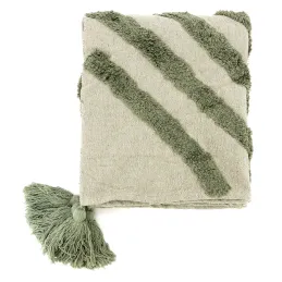 Plaid en coton tufté vert