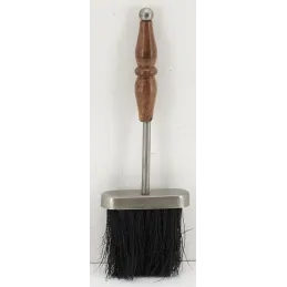 Pelle et balayette pour cheminée en étain et bois (Lot de 2)
