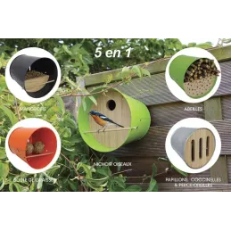 Abri pour oiseaux et insectes 5 en 1 Garden Life Box