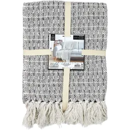 Plaid ethnique 100% coton pointillé 120 x 150 cm