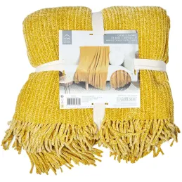 Plaid chenille en polyester avec franges 120 x 150 cm