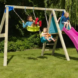 Balançoire enfant colorée cordes en chanvre
