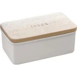 Beurrier en céramique couvercle en bois Tosca