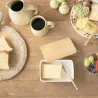 Beurrier en céramique couvercle en bois Tosca