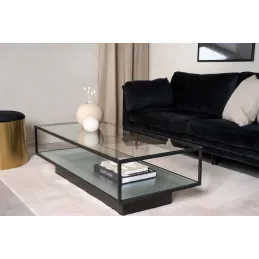 Table basse en verre et acier Maglehem