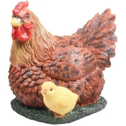 Poule couvant avec poussin en résine 17 x 23 x 19 cm