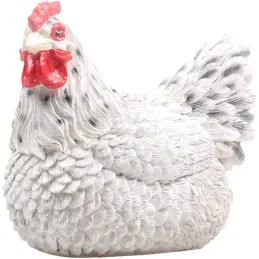 Poule couvant en résine coloris blanc