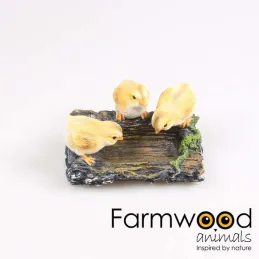 Poussins sur branche en résine 22.5 x 15 x 11 cm