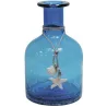 Vase petite bouteille en verre teinté bleu