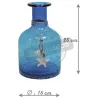 Vase petite bouteille en verre teinté bleu