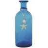 Vase bouteille en verre teinté bleu