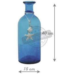 Vase bouteille en verre teinté bleu