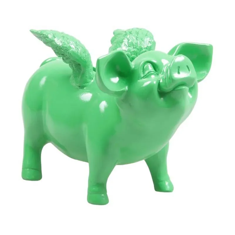Tirelire cochon avec ailes en résine 14 x 25 x 15 cm