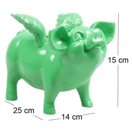 Tirelire cochon avec ailes en résine 14 x 25 x 15 cm