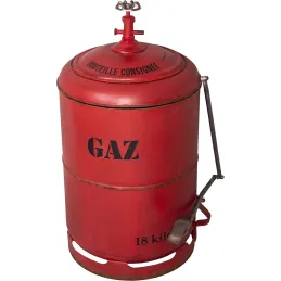 Poubelle en fer rouge  Bouteille de gaz