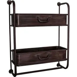 Étagère murale industrielle en fer 2 bacs 52 x 18 x 64 cm