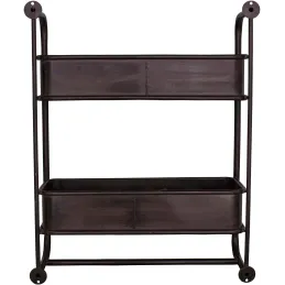 Étagère murale industrielle en fer 2 bacs 52 x 18 x 64 cm