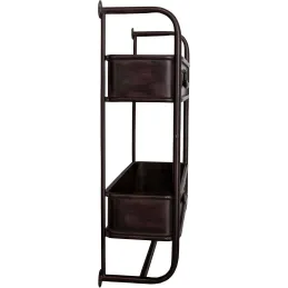 Étagère murale industrielle en fer 2 bacs 52 x 18 x 64 cm