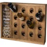Range bouteilles mural en bois 16 bouteilles avec réserve bouchons