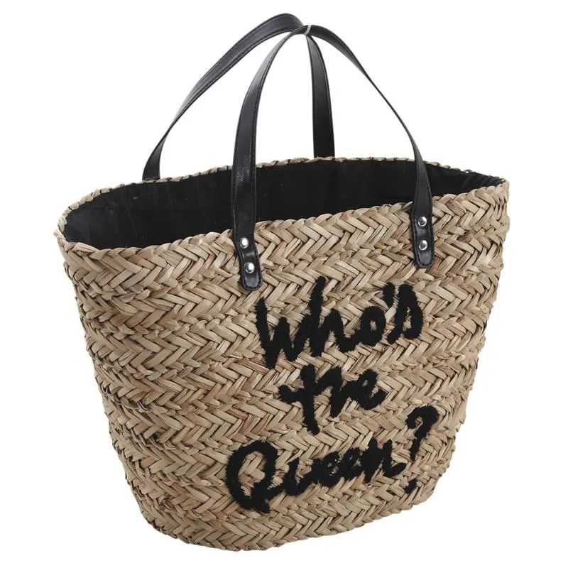 Sac cabas en jonc Who's The Queen