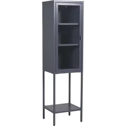 Armoire vitrée avec étagère en acier Misha