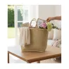 Cabas en palmier naturel tressé avec poignées cuir