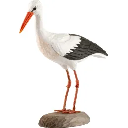 Cigogne en bois sculptée à la main 16 x 6.5 x 21 cm