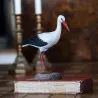 Cigogne en bois sculptée à la main 16 x 6.5 x 21 cm