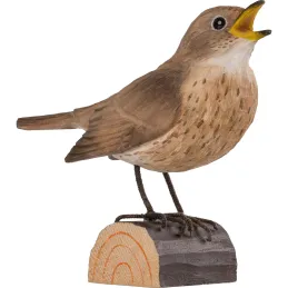 Rossignol progné en bois sculpté à la main 12.5 x 4.9 x 9.9 cm