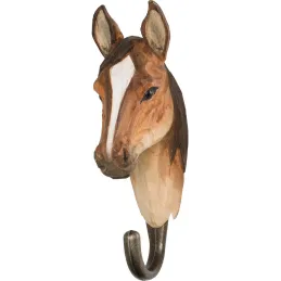 Patère animal en bois sculpté à la main et métal