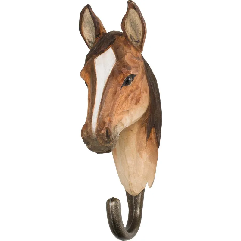 Patère animal en bois sculpté à la main et métal