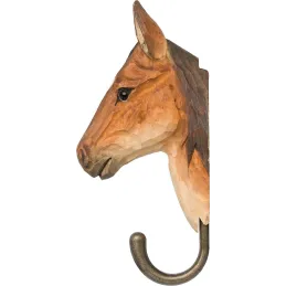 Patère animal en bois sculpté à la main et métal